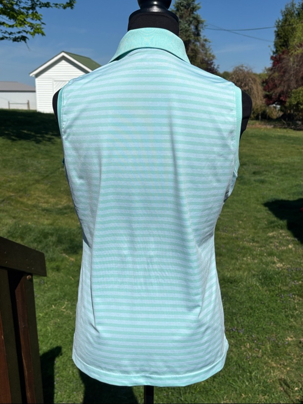 -Vineyard Vines Performance Sleeveless Polo Mint Green Stripe Golf Tennis Small - Picture 7 of 9